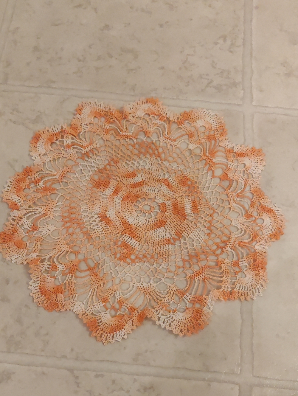 Vintage Handmade Fine Crochet Star Doily Peach Shabby Chic Victorian Y2K Retro